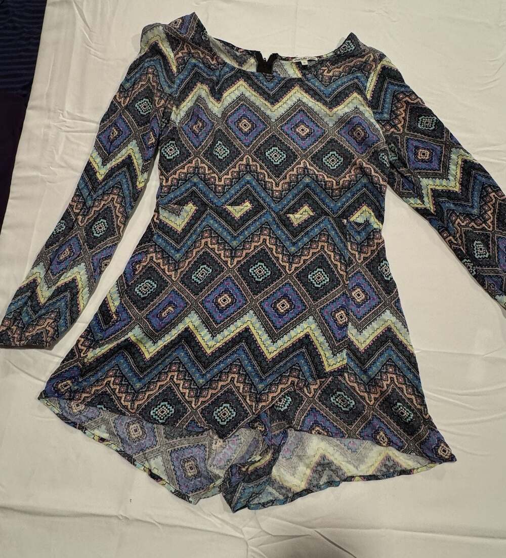Charlotte Russe Size Small Romper Womens Blue Multicolored Y2K